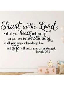 1 miếng dán tường Faithful Inspiration - Trust In The Lord - Thiết kế bắt mắt, miếng dán tự dính có thể tháo rời - Khẩu hiệu chân thành cho phòng ngủ, lối vào, phòng khách, hiên nhà, trang trí nhà cửa - Nhiều màu - Xem 5
