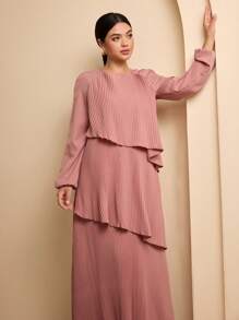 Graceveil Abito lungo oversize da donna con collo rotondo e caduta irregolare, in stile arabo