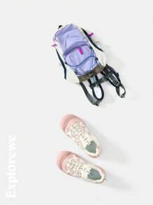 Teen Girl Outdoor Casual Multiple Pockets Cinched Cinched Waist Floral Pattern Sleeveless Dress, Plain Color, Suitable For Spring/Summer Daily Wearing, Travel, Versatile - Purple - View 6