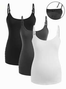 Modmama Maternity Comfy Versatile Solid Color Nursing Camisole - Grey - View 15