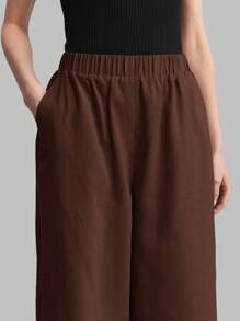 Ontre 女士纯色休闲抽绳裤，适合商务、休闲、度假、海滩、生日派对、教师，2025 年秋季 - 棕色 - 查看 8