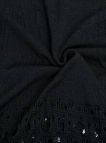 Maija Black Tassel Crochet Hemline Sweater Dress For Women, Strapless, Minimalist Design, Suitable For Summer, St. Patrick's Day, Spring Break, Easter - Black - View 8