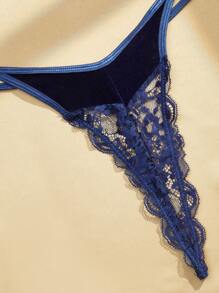 Charlaine ملابس داخلية نسائية مجموعة سلكية منقوشة بالدانتيل الساخن - الأزرق - مشاهدة 5