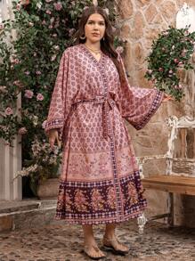 SHEIN Clasi Plus Size 2 Pieces Summer Outfit For Women, St. Patrick's Day Rave Outfits, Festival & Spring Break Bohemian Outfit - Multicolor - View 5