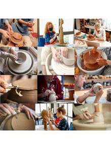 8pcs/Set Wood Pottery Sculpture Clay Cleaning Tools Kit Including Clay Cutting, Modeling, Trimming Tools Perfect For Beginners To Smooth, Clean, Carve, Shape And Sculpt Pottery - Beige - View 8