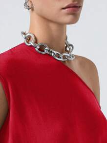 LYSMO Casual Loose Fit T-Shirt Dress, Minimalist & Stylish For Everyday Wear - Red - View 5