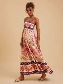 Travachic 花卉印花无袖长款夏季连衣裙，休闲度假风格 - 粉色 - 查看 6