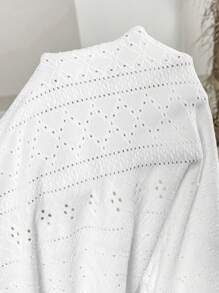 SHEIN Pregnant Women's Embroidery Ruffle Fitted Fashion Slip Dress - White - View 6