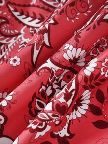 Vestito da bambina/neonata senza maniche 2025, nuovo vestito estivo rosso con stampa floreale retrò per vacanze