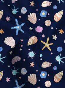 PopScrub 女士卡通贝壳印花短袖护士制服上衣