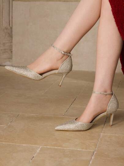 MOTF PREMIUM LUXURY FULL RHINESTONE HOLLOW STILETTO HEELS WOMEN SHOES