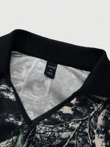 ROMWE MEN Prep Tricou polo cu imprimeu cu slogan pentru bărbați, potrivit pentru uzura zilnică primăvară/vară