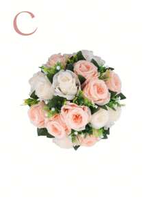 SHEIN 1 pieza, Bolas de flores artificiales centros de mesa de boda, arreglo de flores falsas de rosa e hortensia, centro de mesa artificial para decoración de boda, fiesta y hogar