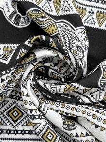 SHEIN Clasi 大码女式情人节梭织撞色印花休闲阔腿裤，夏季、狂欢、节日春假波西米亚风 - 彩色 - 查看 5