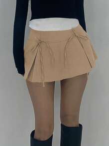 DAZY Women's Short Bow Pleated A-Line Skirt