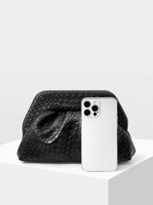 MOTF PREMIUM 时尚简约纹理手拿包，通勤 - 黑色 - 查看 4