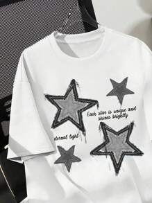SHEIN Tween Boy Casual Short Sleeve Crew Neck T-Shirt, Suitable For Summer - White - View 5