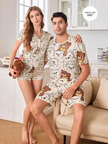 Snug Zone 2pcs Cute Panda Print Pajama Set For Men - Multicolor - View 5