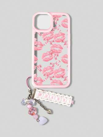 Fairycore 1 pièce Étui de téléphone avec motif lèvres roses compatible avec iPhone 11 12 13 14 15 Pro Max 16