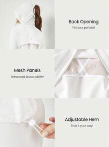 GLOWMODE Running Light 防水宽松版型可调节腰部连帽夹克，带反光细节，适合夜跑训练 - 白色 - 查看 5