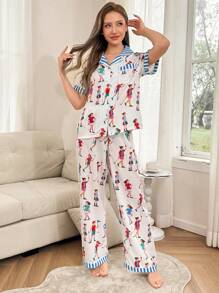 Dream Adore Bộ đồ ngủ tay ngắn in họa tiết hoạt hình bong bóng nhăn cho nữ - Nhiều màu - Xem 3