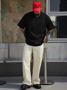 DAZY Pantalones vaqueros rectos de unicolor simple con bolsillos para hombre, para el verano