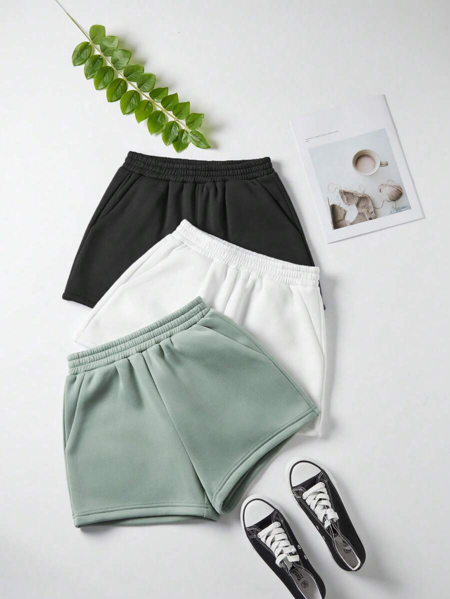 SHEIN Unity 3pcs/Set Casual Loose Solid Color Shorts, Fashion & Simple ...