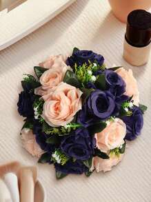 SHEIN 1 pieza, Bolas de flores artificiales centros de mesa de boda, arreglo de flores falsas de rosa e hortensia, centro de mesa artificial para decoración de boda, fiesta y hogar