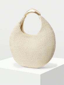 MOTF PREMIUM PU LEATHER TEXTURE PATTERN TOP HANDLE BAG - Apricot - View 3