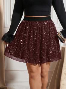 SHEIN Frenchy Party Season, Plus Size A-Line Mini Black Skirt