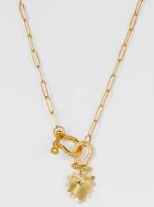1 pieza de hebilla de herradura completa con rhinestones a la moda y hebilla de herradura lisa, collar con colgante desmontable en forma de corazón, es una opción imprescindible para los artículos de moda femenina, Día de San Valentín, mamá, madre, Día de la Madre, regalo