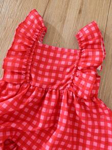 SHEIN Toddler Girls' Gingham Sleeveless Casual Dress, Countryside Style - Pink - View 5