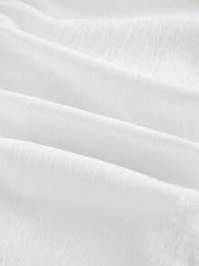 SHEIN MOD 大码白色不对称下摆裙，带有褶皱分层下摆和褶皱饰边，梦幻浪漫的波西米亚风格，西部风情，度假，野餐，海滩 - 白色 - 查看 3