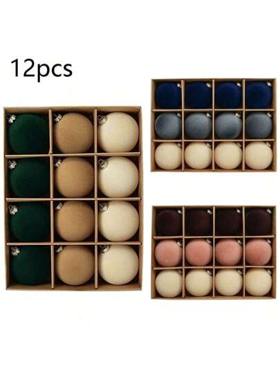 12pcs-Velvet Decoration Balls,Flocking Tree Balls Decoration, Drop-Proof Plastic Light Bulb Decoration Balls Suitable For Celebrating Festivals, Birthday Parties, Parties, Home Decorations, Photography Props.