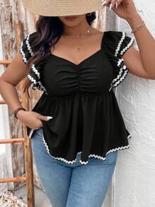 Breezaya Camisa de verano bohemia informal de talla grande para mujer