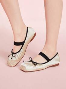 CUCCOO DOLLMOD Women's Apricot Casual Elastic Drawstring Flat Loafers - Apricot - View 4