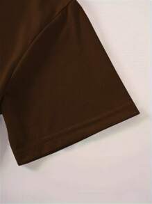 INAWLY 女士蝴蝶印花短袖 T 恤，卡其色，简约时尚，适合夏季 - 咖啡棕 - 查看 3