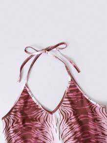 SHEIN EZwear 女士时尚修身短款上衣，适合辣妹 - 粉色 - 查看 3