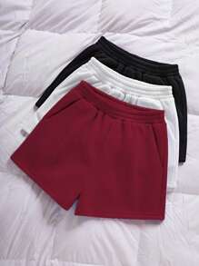 Lunelith SHEIN Lunessa 3-Piece Set Casual Loose Solid Color Shorts, For Gyms