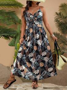 Rometta Women's Floral & Plant Print Cami Dress For Vacation - Multicolor - View 3