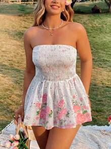 Flirla Plus Size Women Embroidery & Digital Print Pleated A-Line Blouse - White - View 4