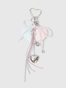ROMWE Kawaii 1pc Pink Bow Pearl Heart Bag/Purse Charm - Multicolor - View 1