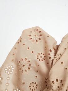 SHEIN MOD Oversize Apricot Jacquard V-Ausschnitt Lässig Urlaubsbluse für Jugendliche