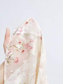 Maija 女士优雅浪漫碎花灯笼袖系腰连衣裙，适合春假、圣帕特里克节、复活节 - 粉色 - 查看 7
