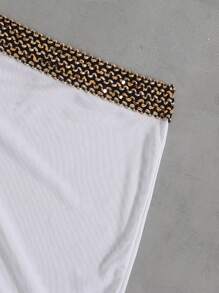 SHEIN Swim Beach Summer Outfits For Women White Mesh Sheer Beach Sarong Skirt - White - View 7