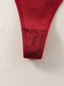 3pcs Women's Plain Metal Decor Minimalist Sexy G-Strings Casual - Burgundy - View 6