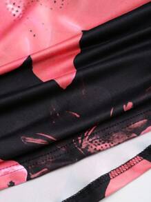 Sweetra 女式花卉印花松紧腰褶饰美人鱼裙女式裙子 - 藕粉色 - 查看 3