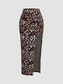 Sweetra Damen Sommer Lässig Geraffter High Slit Bodycon Rock Y2K Damen Rock - Verschiedenfarbig - Übersicht 6