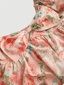 SHEIN MOD Women Floral Print Ruffle Puff Sleeve Blouse