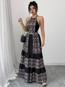 Chiquease Backless Cut-Out Lace Up Dress For Vacation - White - View 3